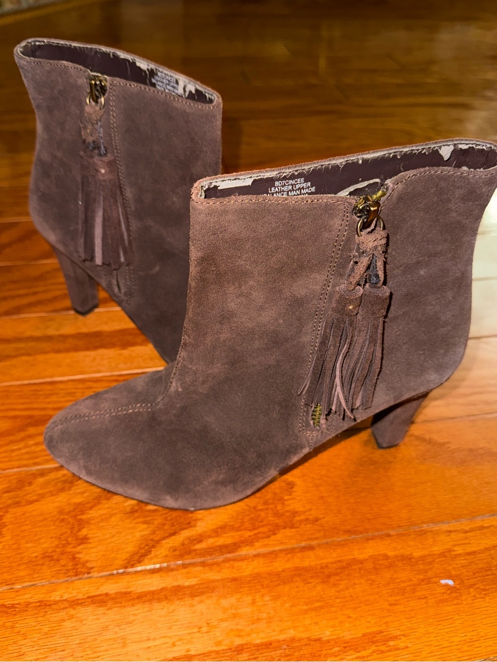 Bandolino Dark Brown Suede Tassel Ankle Booties